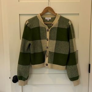 Lost and Wander green plaid gingham sweater